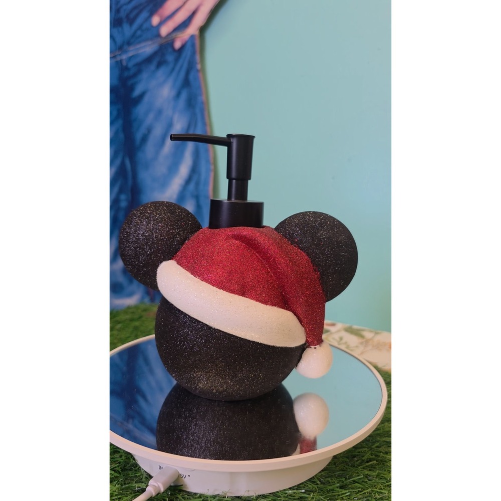 Disney Mickey Mouse Santa Hat Glitter 3D Soap Dispenser